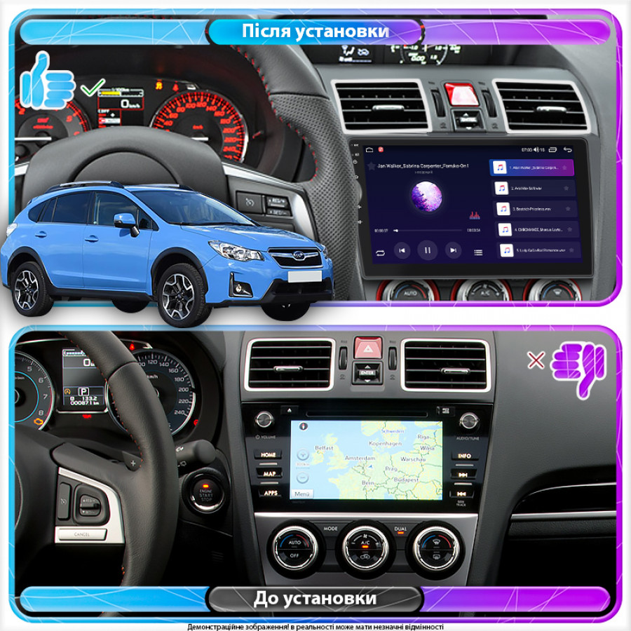 Штатная магнитола Lesko для Subaru XV I 2011-2016 экран 9" 4/64Gb 4G Wi-Fi GPS Top