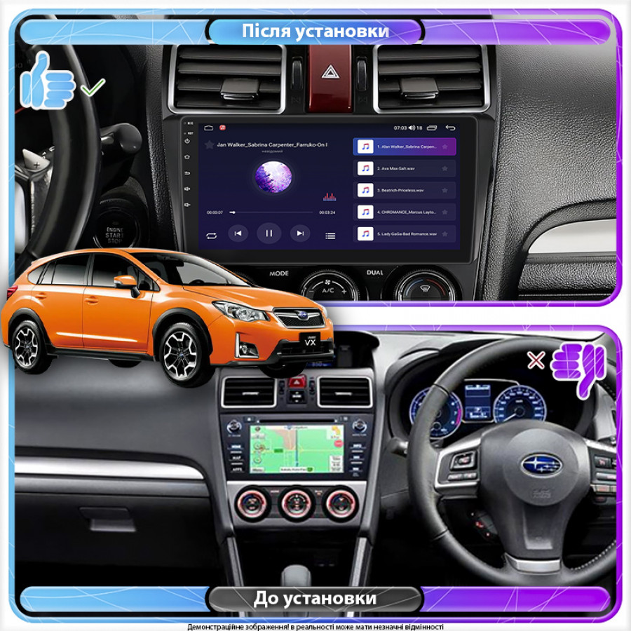 Штатная магнитола Lesko для Subaru XV I Рестайлинг 2015-2017 экран 9" 4/64Gb CarPlay 4G Wi-Fi GPS Prime
