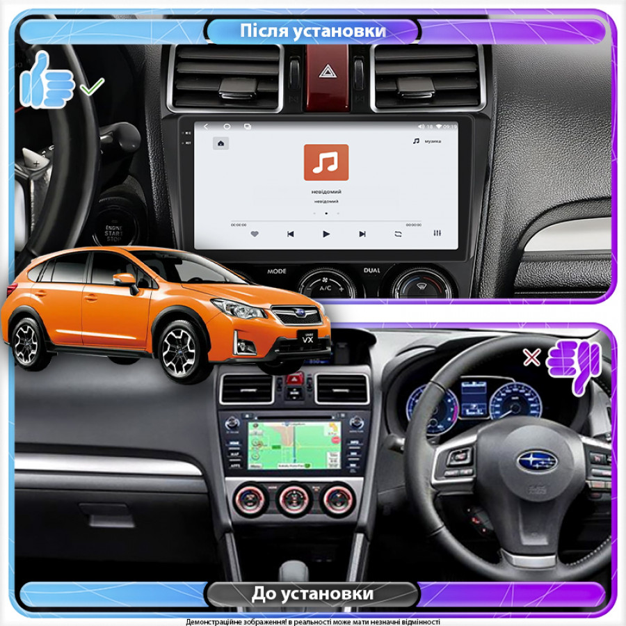Штатная магнитола Lesko для Subaru XV I Рестайлинг 2015-2017 экран 9" 4/64 QLED CarPlay 4G Wi-Fi GPS 360 Prime