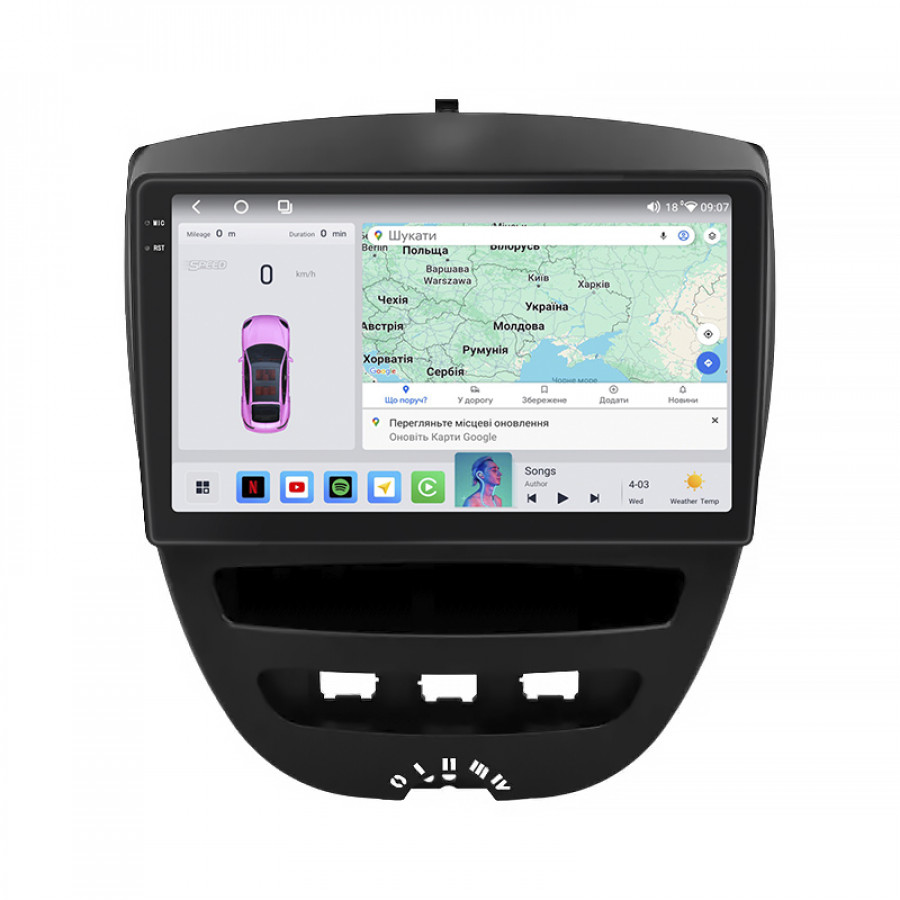 Штатная магнитола Lesko для Toyota Aygo I Рестайлинг 2 2012-2014 экран 10" 4/64 QLED CarPlay 4G Wi-Fi GPS 360 Prime