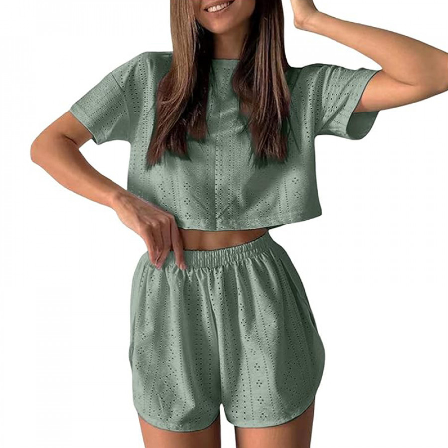 Женский комплект для дома и сна SM24107A футболка и шорты женская пижама Green L