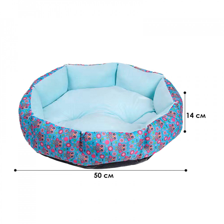 Лежак для котов собак круглый SY-2022-1208-97 Blue Owl M (50*18 см)