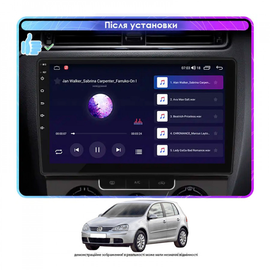 Штатная магнитола Lesko для Volkswagen Golf V Manual AC 2003-2008 экран 10" 2/32Gb Wi-Fi GPS Base