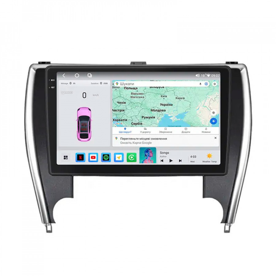 Штатная магнитола Lesko для Toyota Camry (USA) VII (XV50) Рестайлинг 2015-2017 экран 10" 4/64 QLED CarPlay 4G Wi-Fi GPS 360 Prime