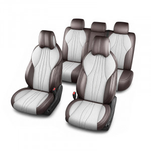 Набор автомобильных чехлов для BYD Song Plus 2024+ полный комплект Dark Brown + Beige