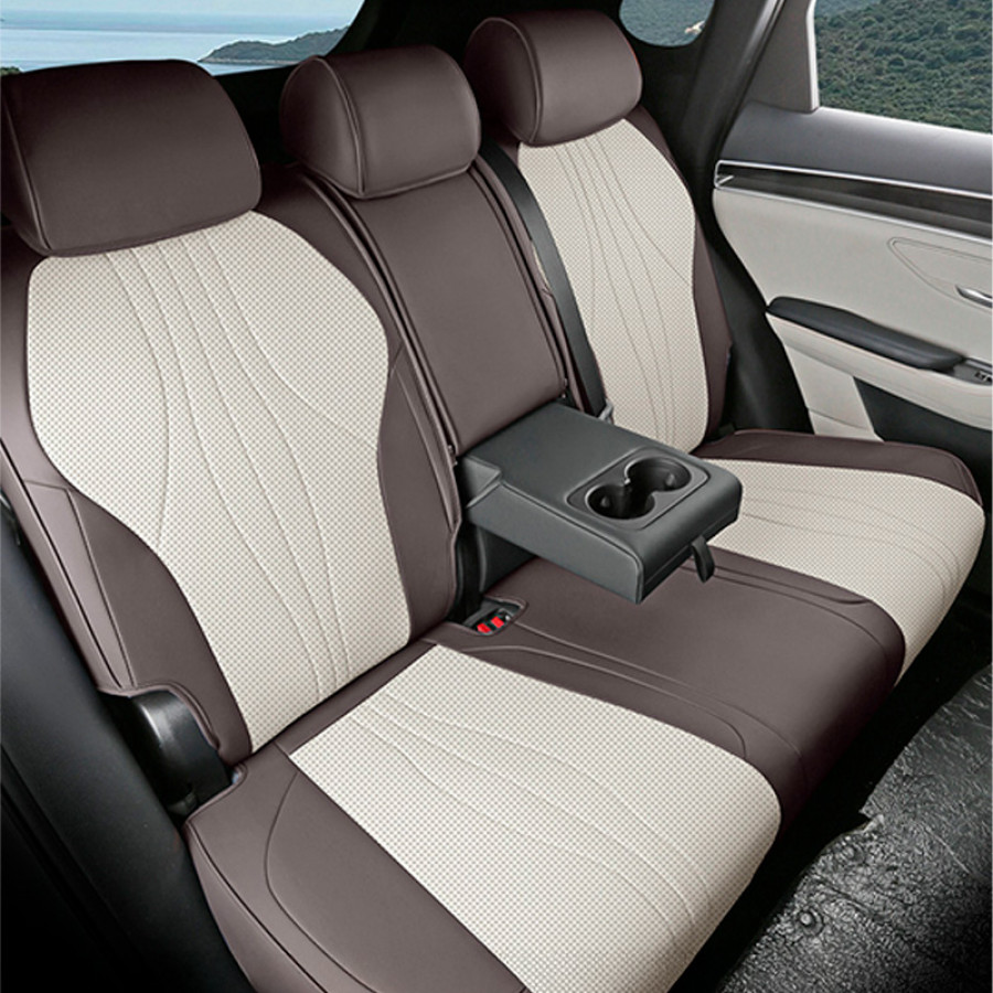 Набор автомобильных чехлов для BYD Song Plus 2024+ полный комплект Dark Brown + Beige