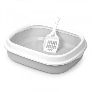 Туалет лоток для кошек с лопаткой Taotaopets 225501 46*38*13 см Gray