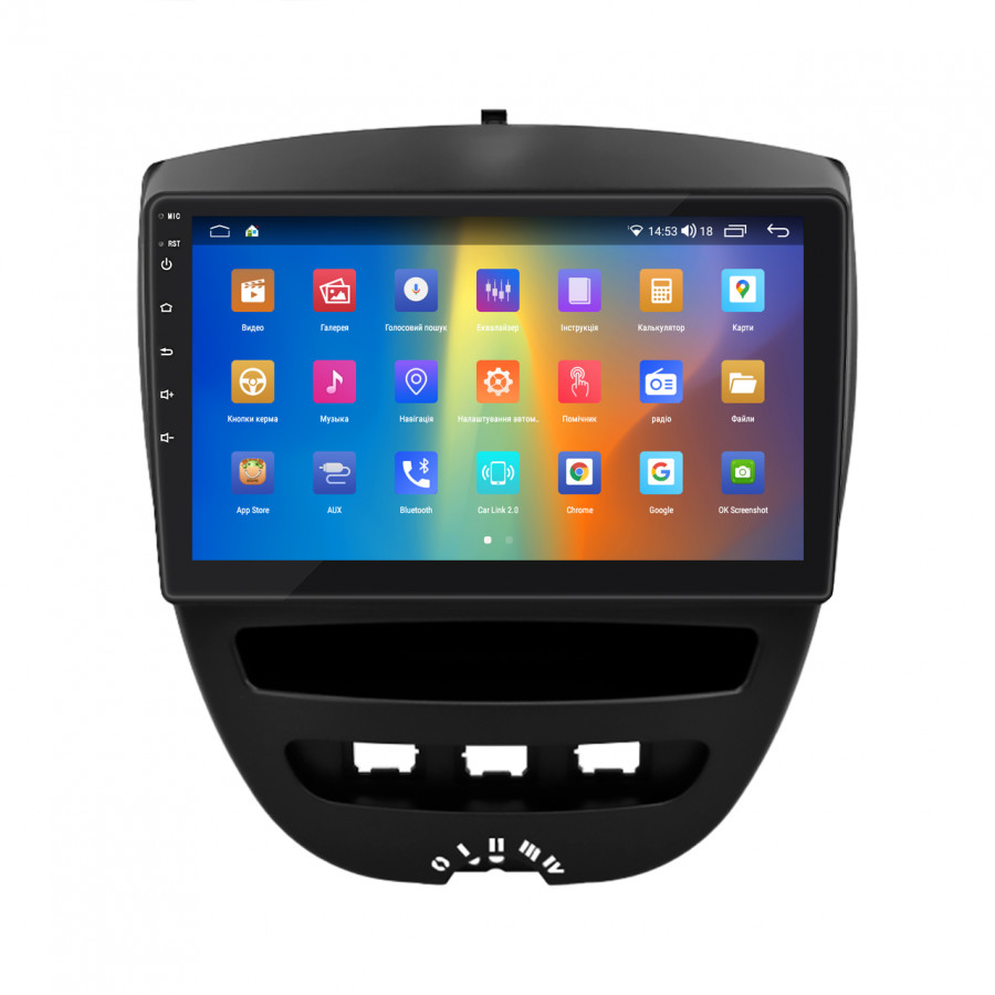 Штатная магнитола Lesko для Citroen C1 I Рестайлинг 2 2012-2014 экран 10" 4/64Gb CarPlay 4G Wi-Fi GPS Prime