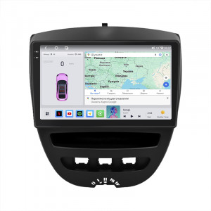Штатная магнитола Lesko для Citroen C1 I Рестайлинг 2 2012-2014 экран 10" 4/64 QLED CarPlay 4G Wi-Fi GPS 360 Prime