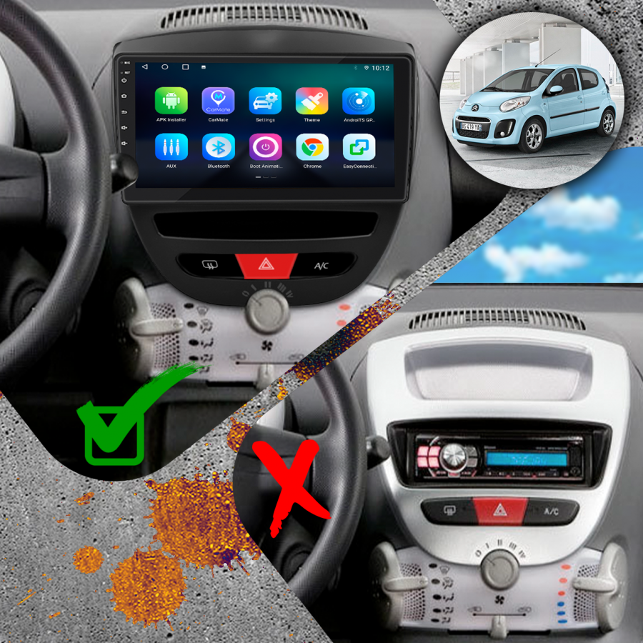 Штатная магнитола Lesko для Citroen C1 I Рестайлинг 2 2012-2014 экран 10" 4/32Gb 4G Wi-Fi GPS Top