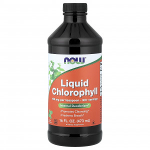Хлорофіл, Liquid Chlorophyll, Now Foods, з м'ятним смаком, рідкий, 473 мл