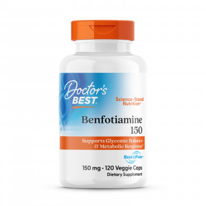 Бенфотіамін, Benfotiamine 150 with BenfoPure™, Doctor's Best, з BenfoPure™, 150 мг, 120 веганських капсул