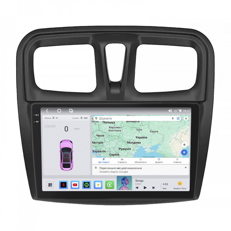 Штатная магнитола Lesko для Dacia Sandero II ver 3 2012-2016 экран 10" 4/64 QLED CarPlay 4G Wi-Fi GPS 360 Prime