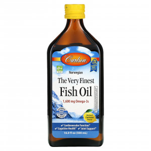 Риб'ячий жир норвезький зі смаком лимона, Norwegian, The Very Finest Fish Oil, Carlson, 1600 мг, зі смаком лимона, 500 мл
