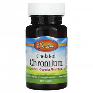 Хром хелат, Chelated Chromium, Carlson, 200 мкг, 100 таблеток