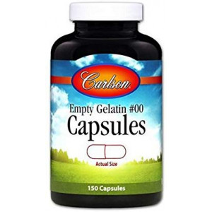 Желатинова капсула велика # 00, Large # 00 Empty Caps, Carlson, порожня, 150 капсул