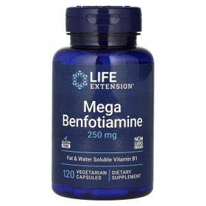 Бенфотіамін, Mega Benfotiamine, Life Extension, 250 мг, 120 вегетаріанських капсул