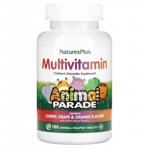 Вітаміни для дітей (Children's Multi-Vitamin), Nature's Plus, Animal Parade, вишня, виноград та апельсин, 180 жувальних таблеток у формі тварин