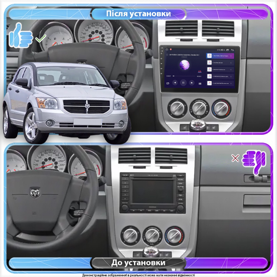 Штатная магнитола Lesko для Dodge Caliber I 2006-2009 экран 10" 4/64Gb CarPlay 4G Wi-Fi GPS Prime