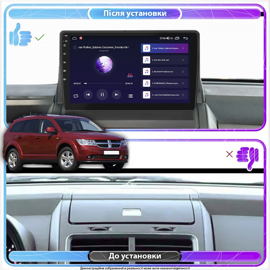 Штатная магнитола Lesko для Dodge Journey I 2007-2011 экран 9" 4/64Gb 4G Wi-Fi GPS Top