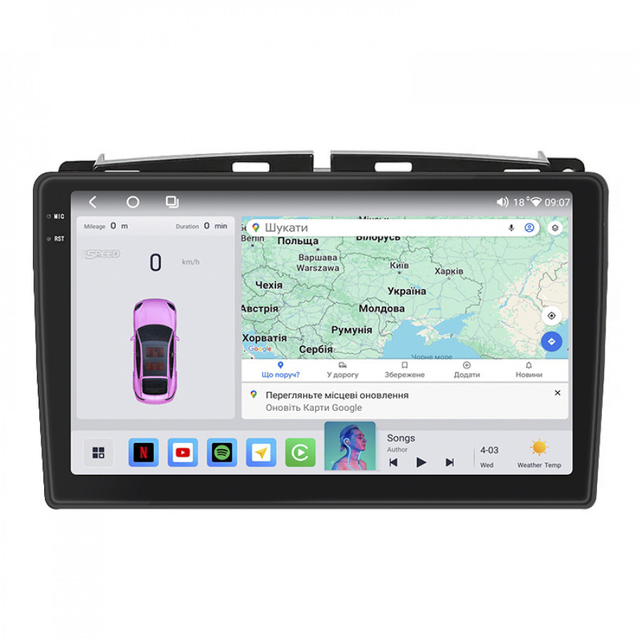 Штатная магнитола Lesko для Fiat 500 II Рестайлинг 2015-н.в. экран 9" 4/64 QLED CarPlay 4G Wi-Fi GPS 360 Prime