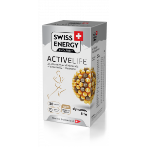 Вітаміни та мінерали з гуараною, ACTIVELIFE 25 Vitamins and Minerals+Vitamin K2+Guarana, Swiss Energy, 30 капсул