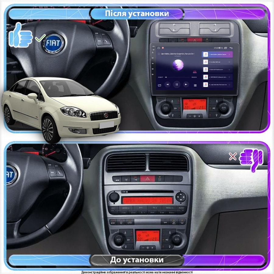 Штатная магнитола Lesko для Fiat Linea  2006-2018 экран 9" 4/64Gb CarPlay 4G Wi-Fi GPS Prime