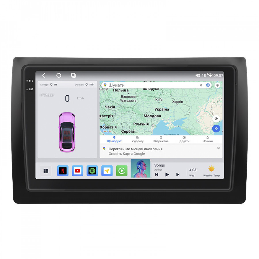 Штатная магнитола Lesko для Fiat Stilo  2001-2007 экран 9" 4/64 QLED CarPlay 4G Wi-Fi GPS 360 Prime