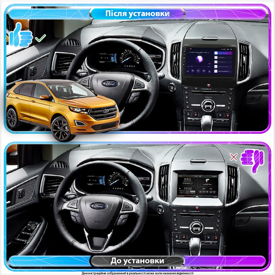 Штатная магнитола Lesko для Ford Edge II 2015-2018 экран 9" 2/32Gb CarPlay 4G Wi-Fi GPS Prime