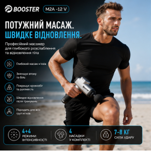 Перкусійний масажер Booster M2-A — потужний ударний пістолет для масажу