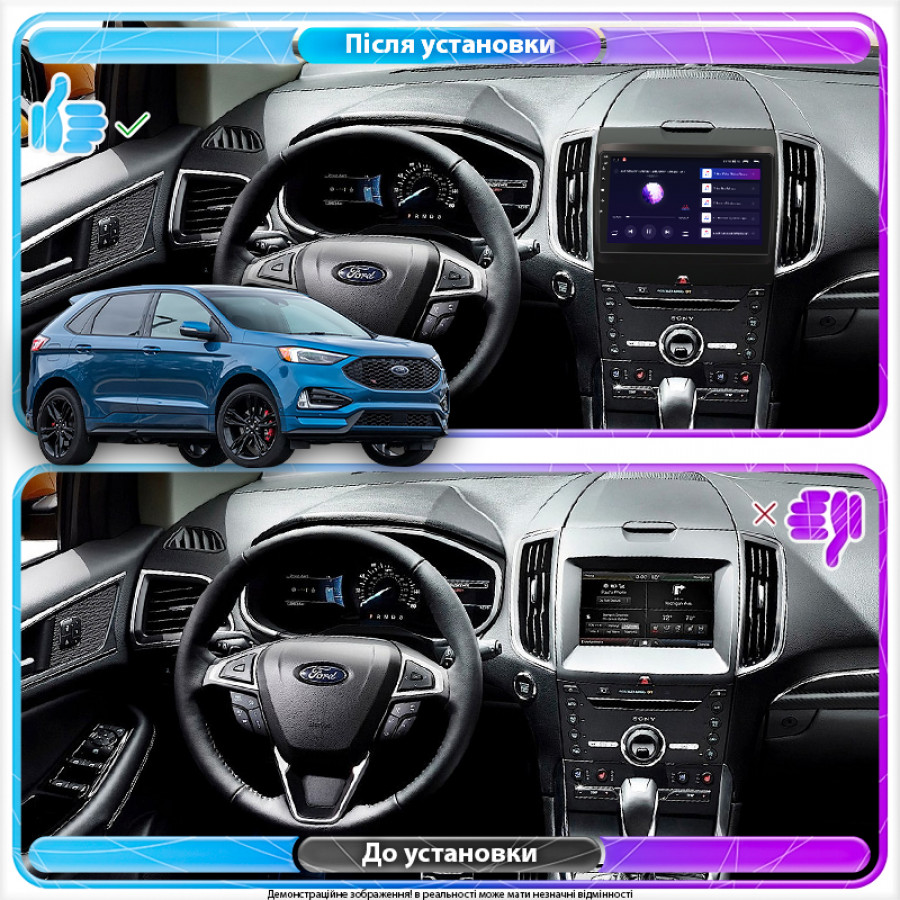 Штатная магнитола Lesko для Ford Edge II Рестайлинг 2018-н.в. экран 9" 4/64Gb 4G Wi-Fi GPS Top