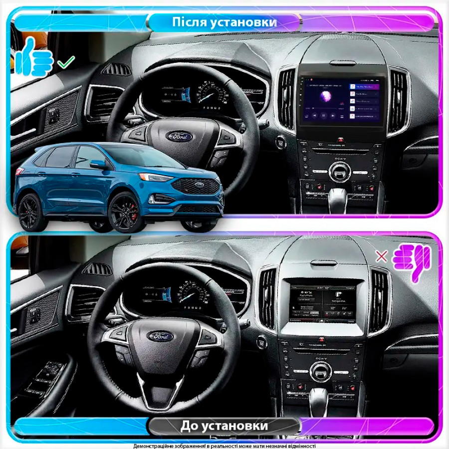 Штатная магнитола Lesko для Ford Edge II Рестайлинг 2018-н.в. экран 9" 6/128Gb 4G Wi-Fi GPS Top