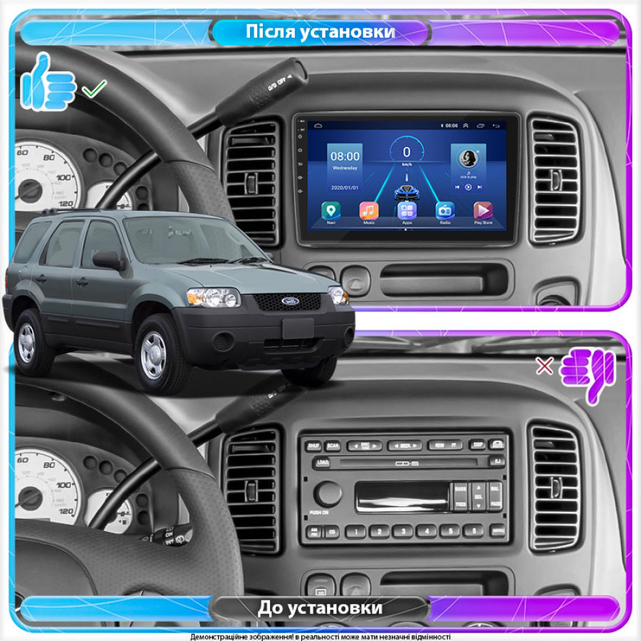 Штатная магнитола Lesko для Ford Escape I Рестайлинг 2004-2007 экран 9" 2/32Gb Wi-Fi GPS Base