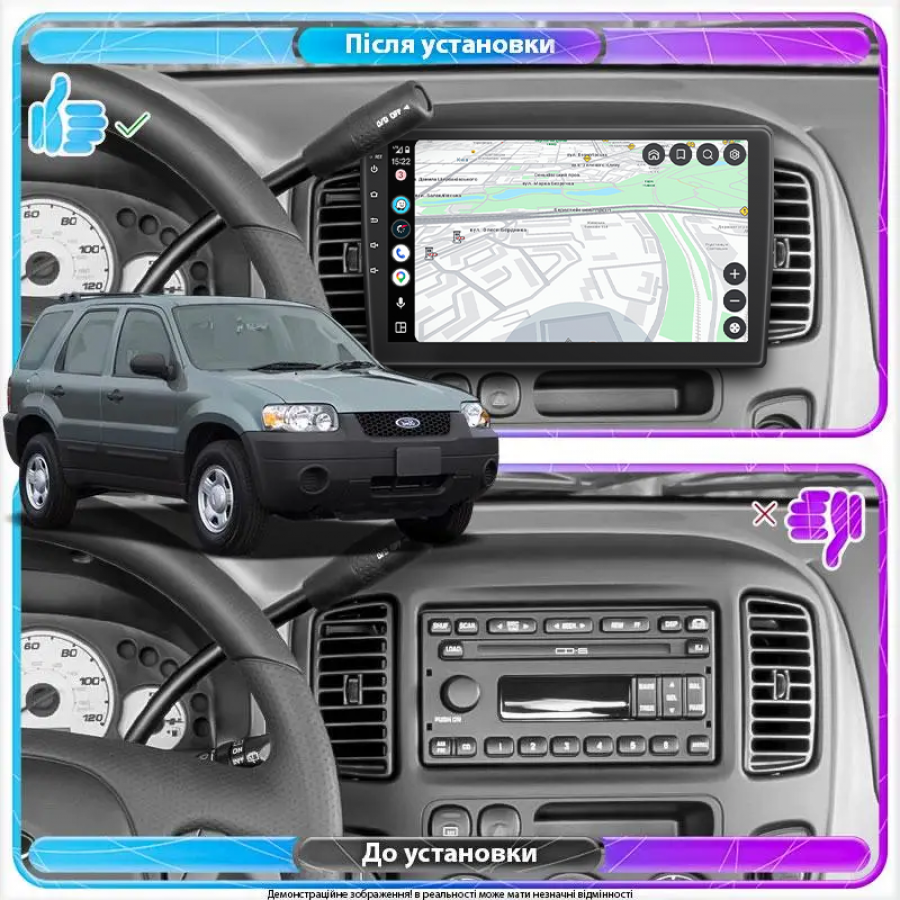 Штатная магнитола Lesko для Ford Escape I Рестайлинг 2004-2007 экран 9" 6/128Gb 4G Wi-Fi GPS Top