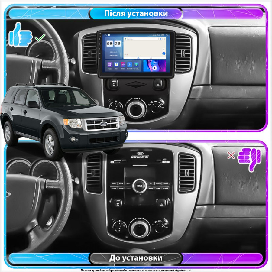 Штатная магнитола Lesko для Ford Escape II 2007-2012 экран 9" 2/32Gb CarPlay 4G Wi-Fi GPS Prime