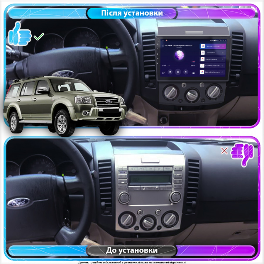 Штатная магнитола Lesko для Ford Everest II 2006-2009 экран 9" 2/32Gb CarPlay 4G Wi-Fi GPS Prime