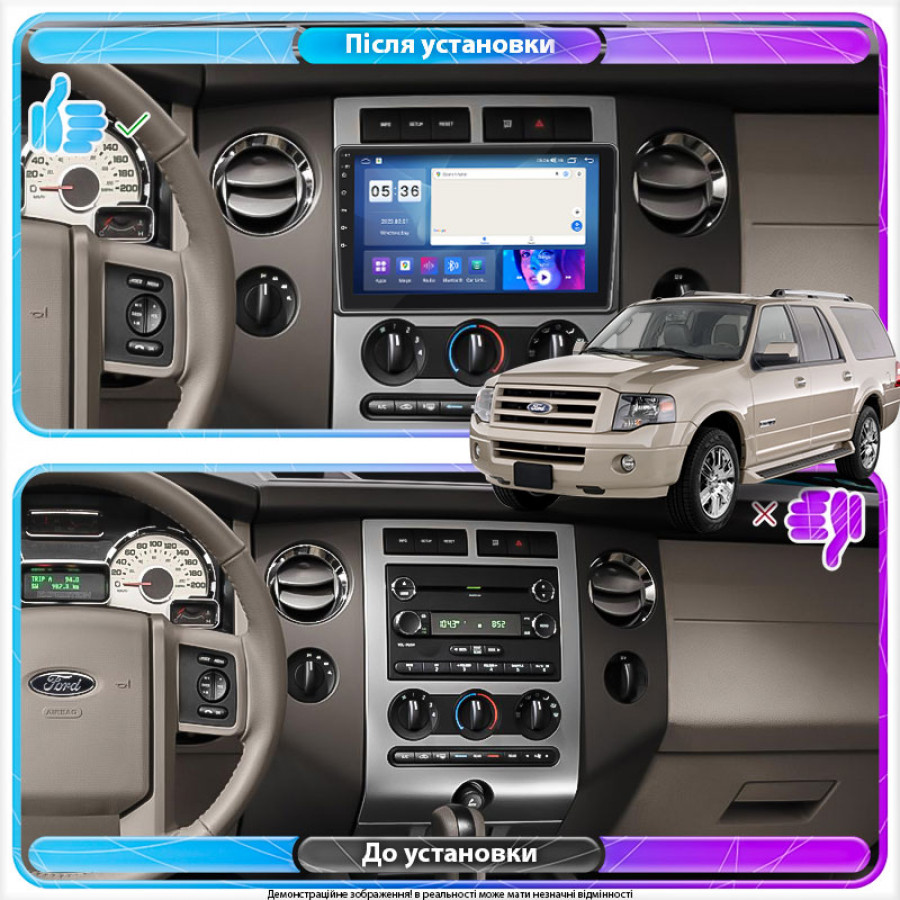 Штатная магнитола Lesko для Ford Expedition III 2006-2014 экран 9" 4/64Gb CarPlay 4G Wi-Fi GPS Prime