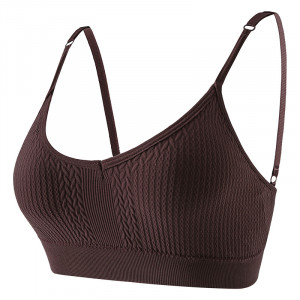 Топ женский в текстуре косичка WX6608# с регулируемыми брителями съемные чашечки Коричневый M