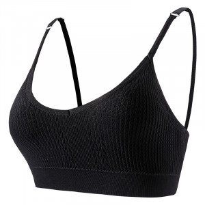 Топ женский в текстуре косичка WX6608# с регулируемыми брителями съемные чашечки Черный S