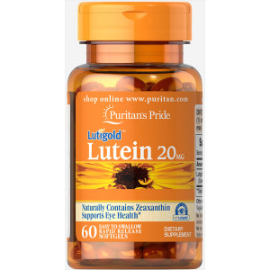 Лютеїн для зору з зеаксантином, Lutein with Zeaxanthin, Puritan's Pride, 20 мг, 60 капсул