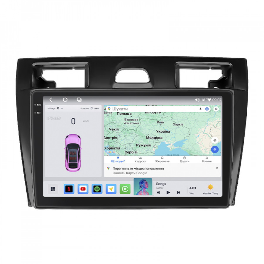 Штатная магнитола Lesko для Ford Fiesta Mk5 2002-2008 экран 9" 4/64 QLED CarPlay 4G Wi-Fi GPS 360 Prime
