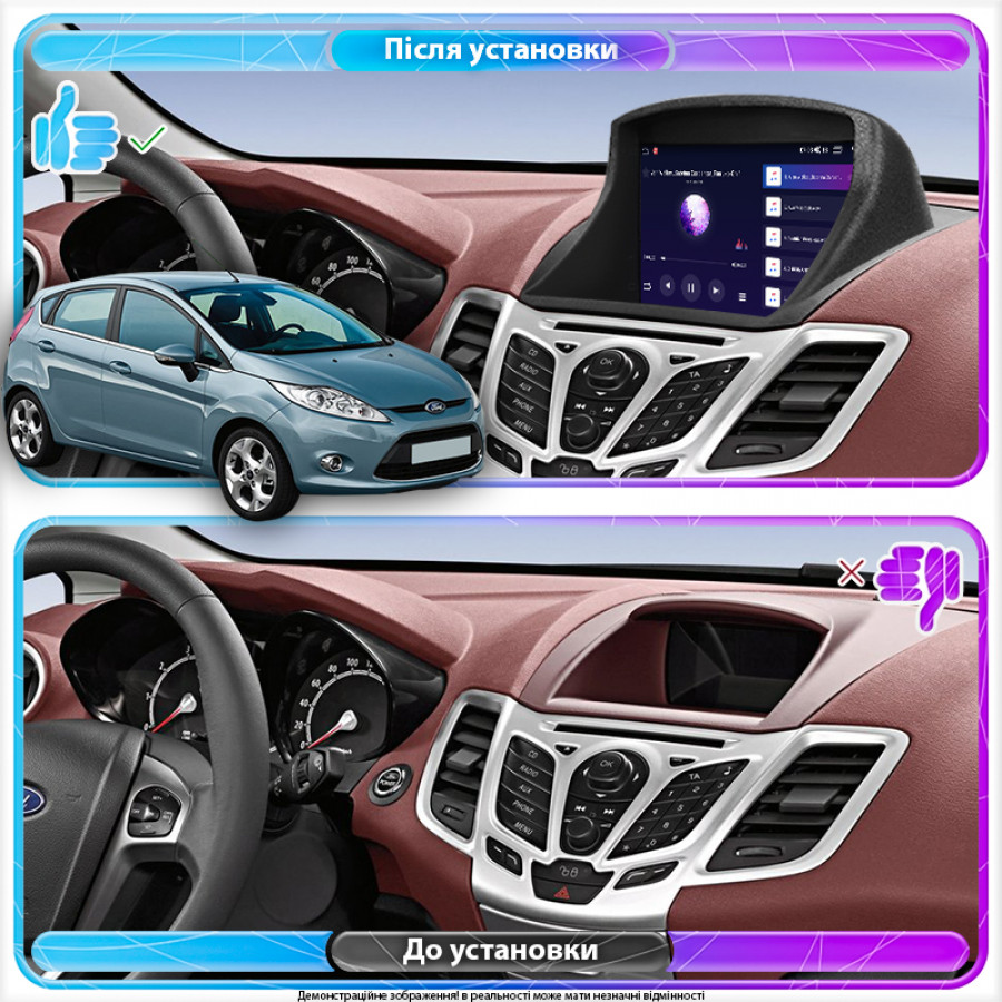 Штатная магнитола Lesko для Ford Fiesta Mk6 2008-2013 экран 9" 2/32Gb 4G Wi-Fi GPS Top