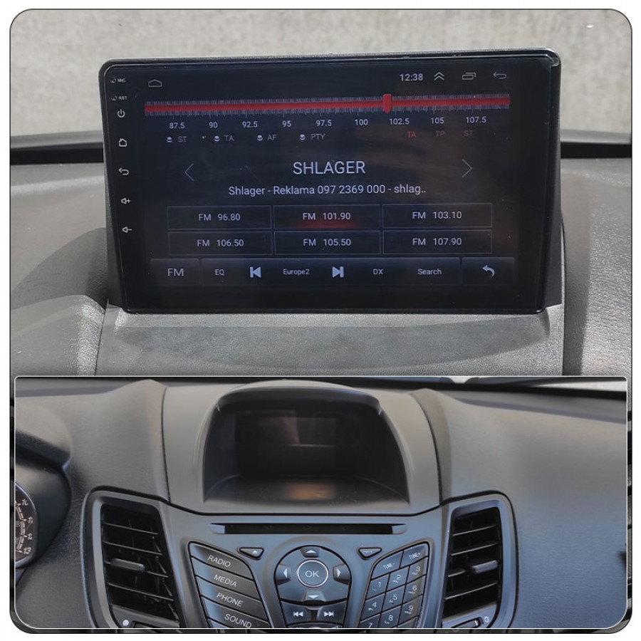 Штатная магнитола Lesko для Ford Fiesta Mk6 Рестайлинг 2012-2019 экран 9" 2/32Gb Wi-Fi GPS Base