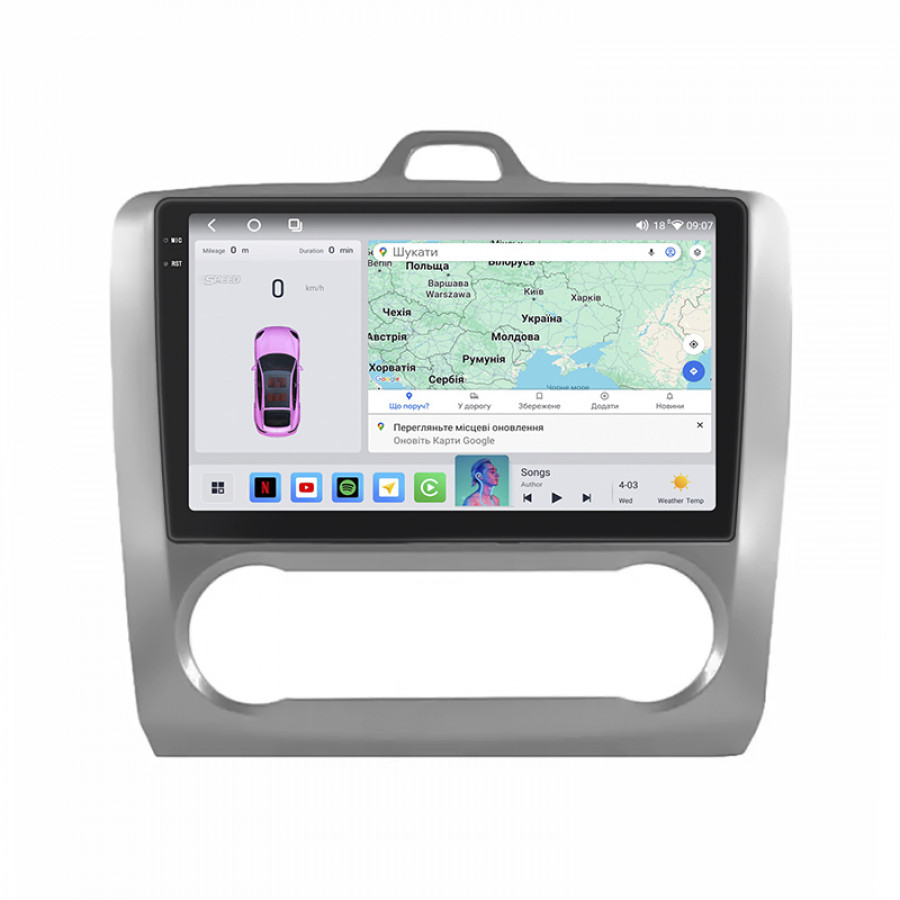 Штатная магнитола Lesko для Ford Focus II 2004-2008 экран 9" 4/64 QLED CarPlay 4G Wi-Fi GPS 360 Prime