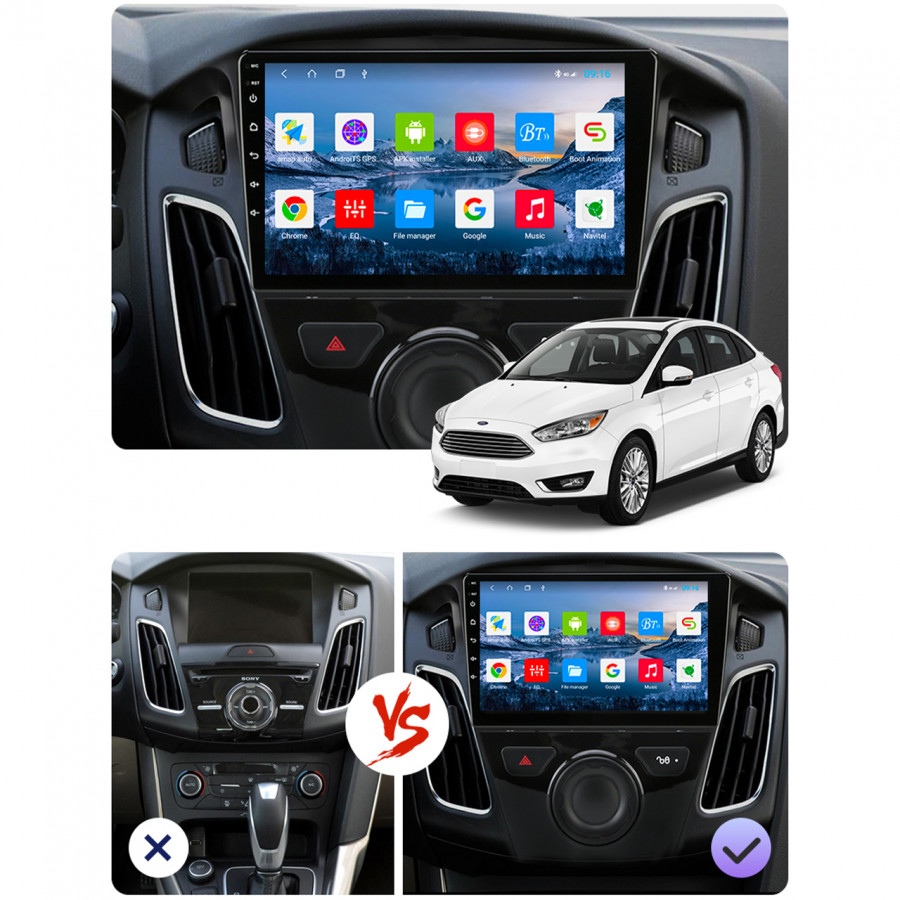 Штатная магнитола Lesko для Ford Focus III 2011-2015 экран 9" 2/32Gb Wi-Fi GPS Base