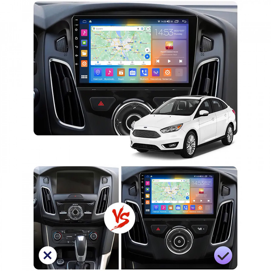 Штатная магнитола Lesko для Ford Focus III Рестайлинг 2014-2019 экран 9" 4/64Gb 4G Wi-Fi GPS Top