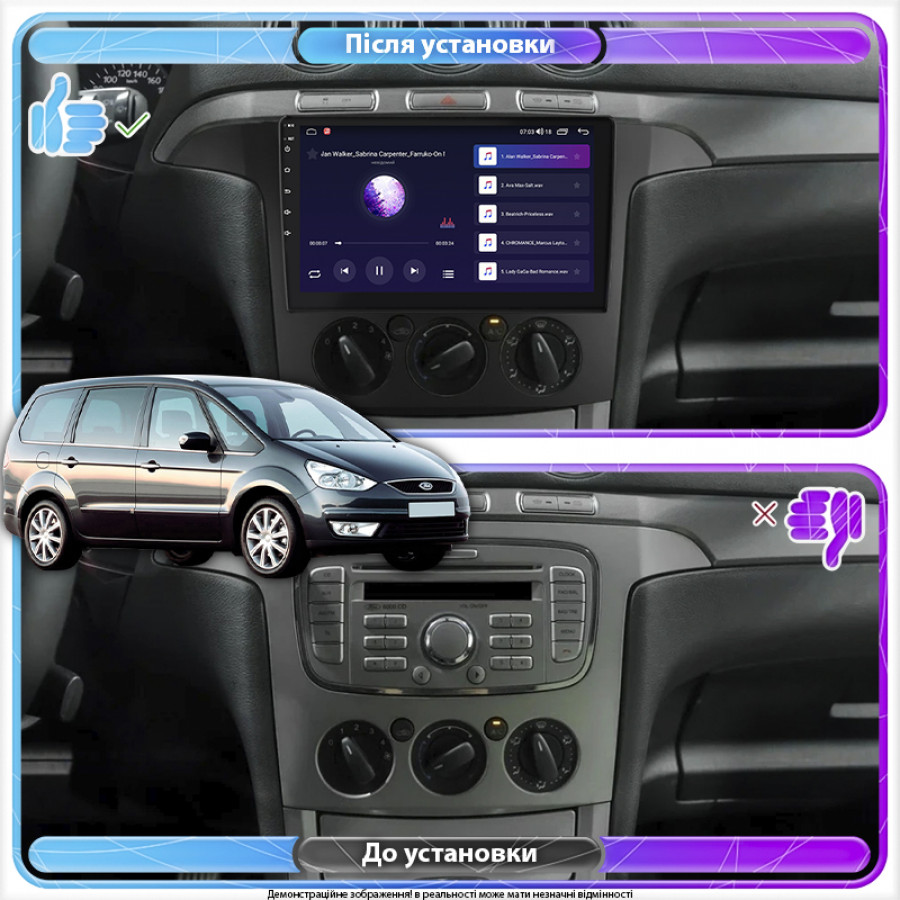 Штатная магнитола Lesko для Ford Galaxy II 2006-2010 экран 9" 2/32Gb 4G Wi-Fi GPS Top