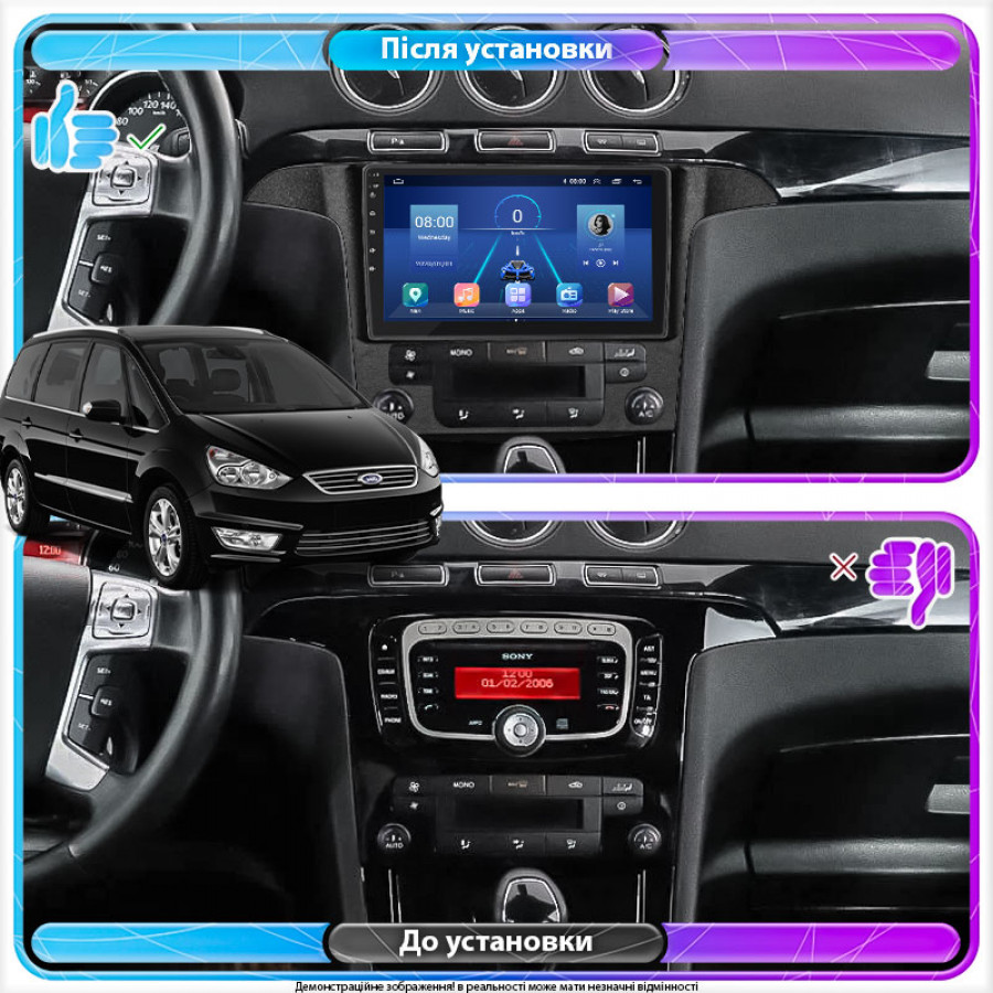 Штатная магнитола Lesko для Ford Galaxy II Рестайлинг 2010-2015 экран 9" 2/32Gb 4G Wi-Fi GPS Top