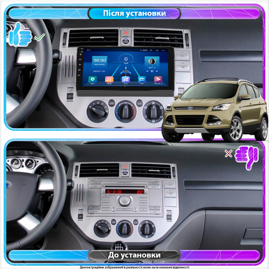 Штатная магнитола Lesko для Ford Kuga I 2008-2013 экран 9" 2/32Gb 4G Wi-Fi GPS Top