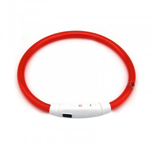 Светодиодный LED ошейник L-18 USB светящийся водоотталкивающий для собак и котов  Red M